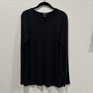 Halogen XL Black Modal Long Sleeve Knit Top Stretch Crew Neck Women’s Shirt